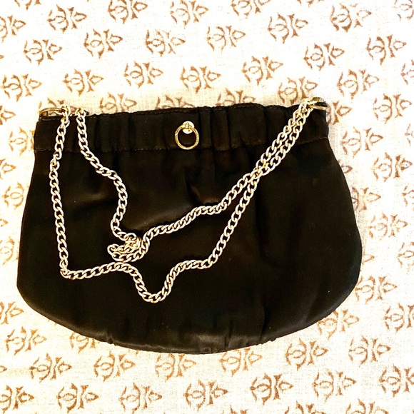 Vintage Satin Bag w/ Adjustable Gold Chain - Picture 1 of 8